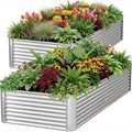 Garvee 2 Pack Tall 4 x 2 Ft Galvanized Steel Raised Garden Bed, Outdoor Above Ground Planter Box for Vegetables and Flowers, Metal Raised Bed for Gardening