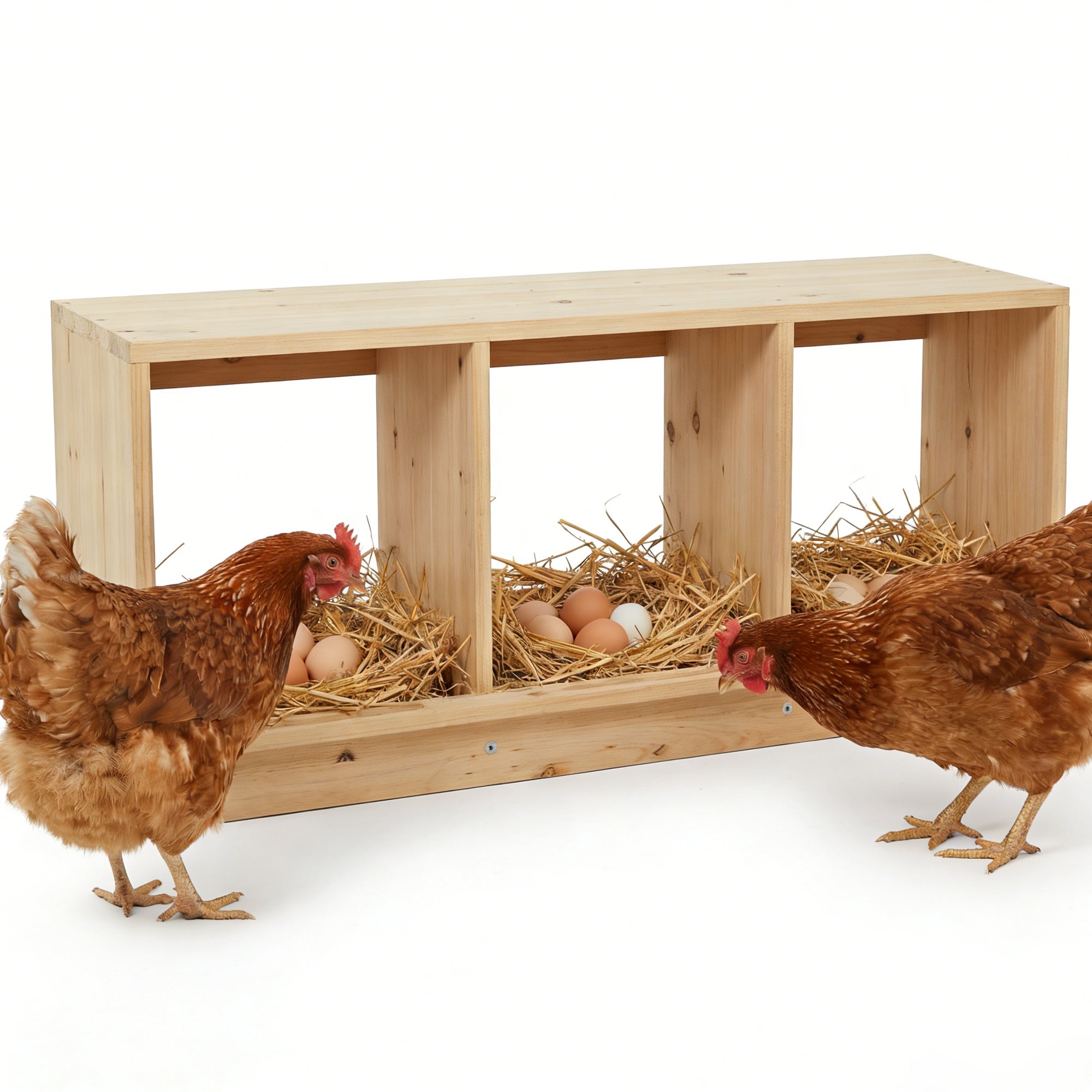 Garvee Heavy Duty Wooden Chicken Nesting Box – Easy to Assemble, Robust Single Layer Construction, Three Compartments for Hens and Ducks – Perfect for Poultry Houses and Farms, 3-Compartment Single Layer