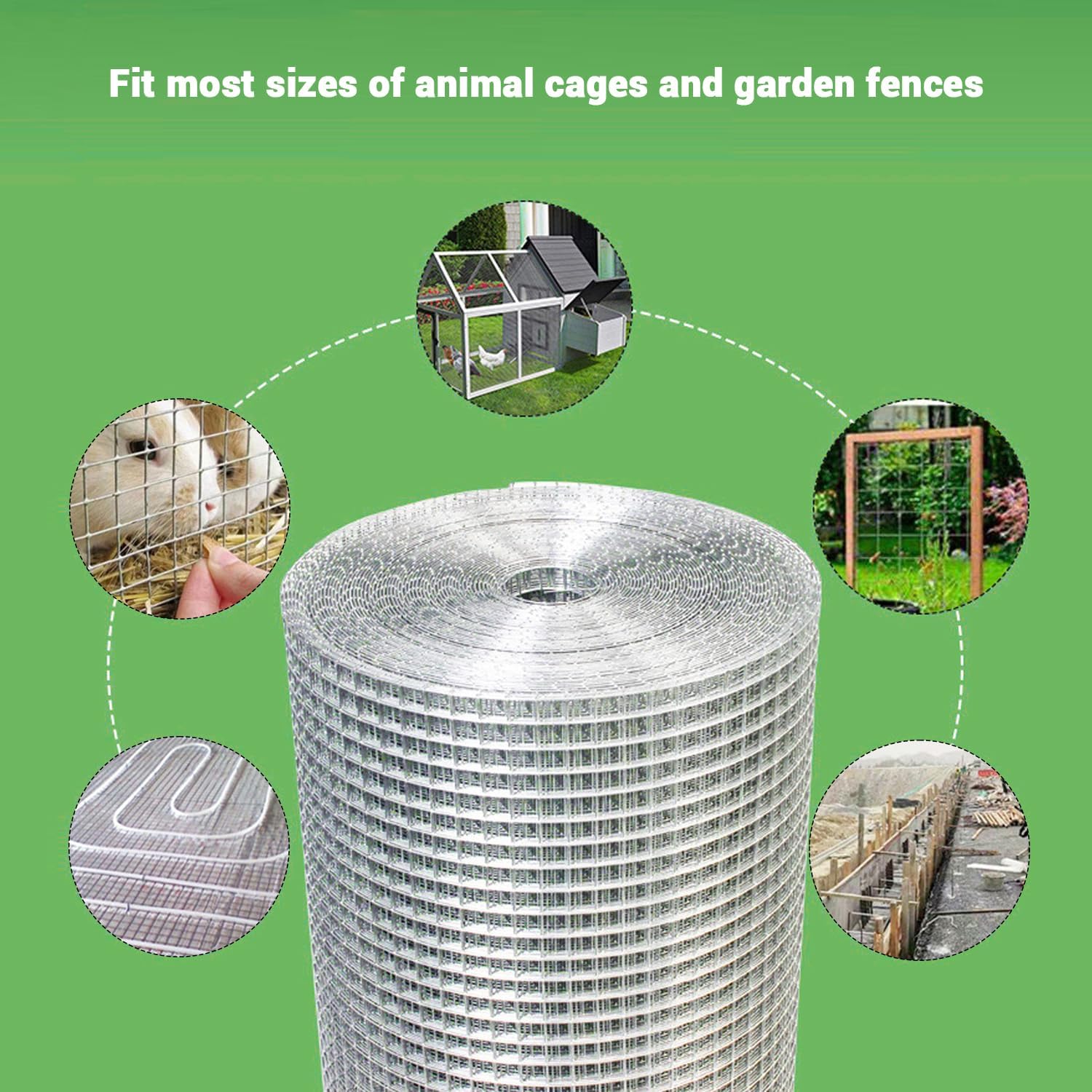 Garvee Galvanized Chicken Fence Wire Mesh Roll - 40" x 100" Hardware Cloth with 0.9mm Thickened Wire & 25mm Mesh for Garden Beds, Chicken Coops, and Animal Enclosures