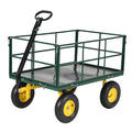 Garvee Heavy Duty 1500 lbs Steel Garden Cart – 3-in-1 Outdoor Utility Wagon with Removable Mesh Sides, 13" All-Terrain Wheels, 180° Rotating Handle – Lawn, Gardening, Plant Transport – 13-inch wheels, yellow rims + dark green frame + black handlebars
