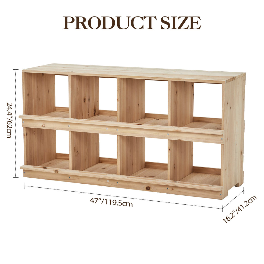 Garvee Wooden Chicken Nesting Box, Double Layer for Poultry Coops – 8-Compartment, 2-Tier – Wall-Mounted or Floor-Standing – Heavy Duty with Perch – Easy Egg Collection – Egg-Roll-Proof Design – For Hens, Ducks, Backyard & Poultry Farms – Specs: Double