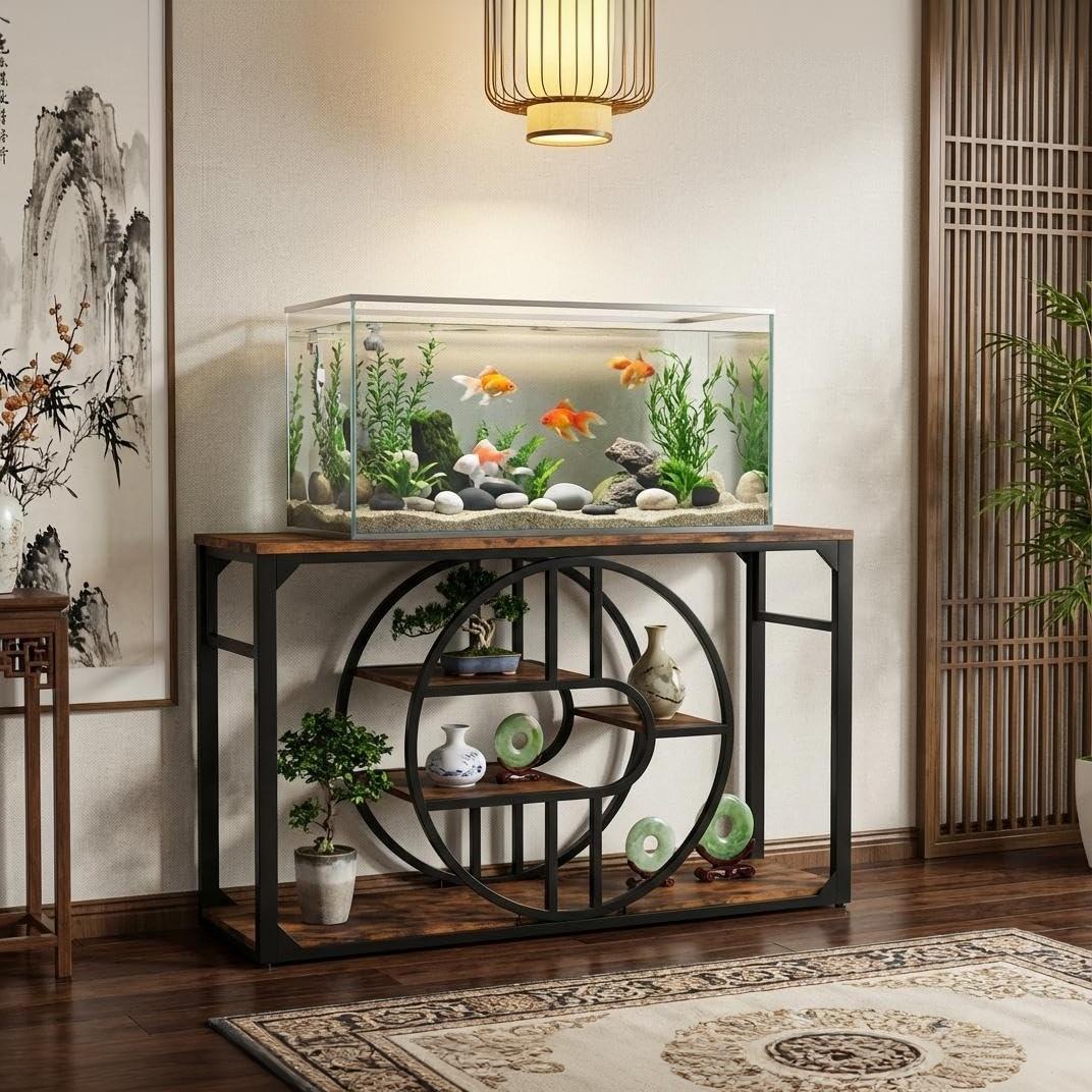 Garvee Metal Aquarium Stand with Power Outlets, Cabinet for Fish Tank Accessories Storage - Suitable for Fish Tank Stand, Turtle, Reptile Terrarium