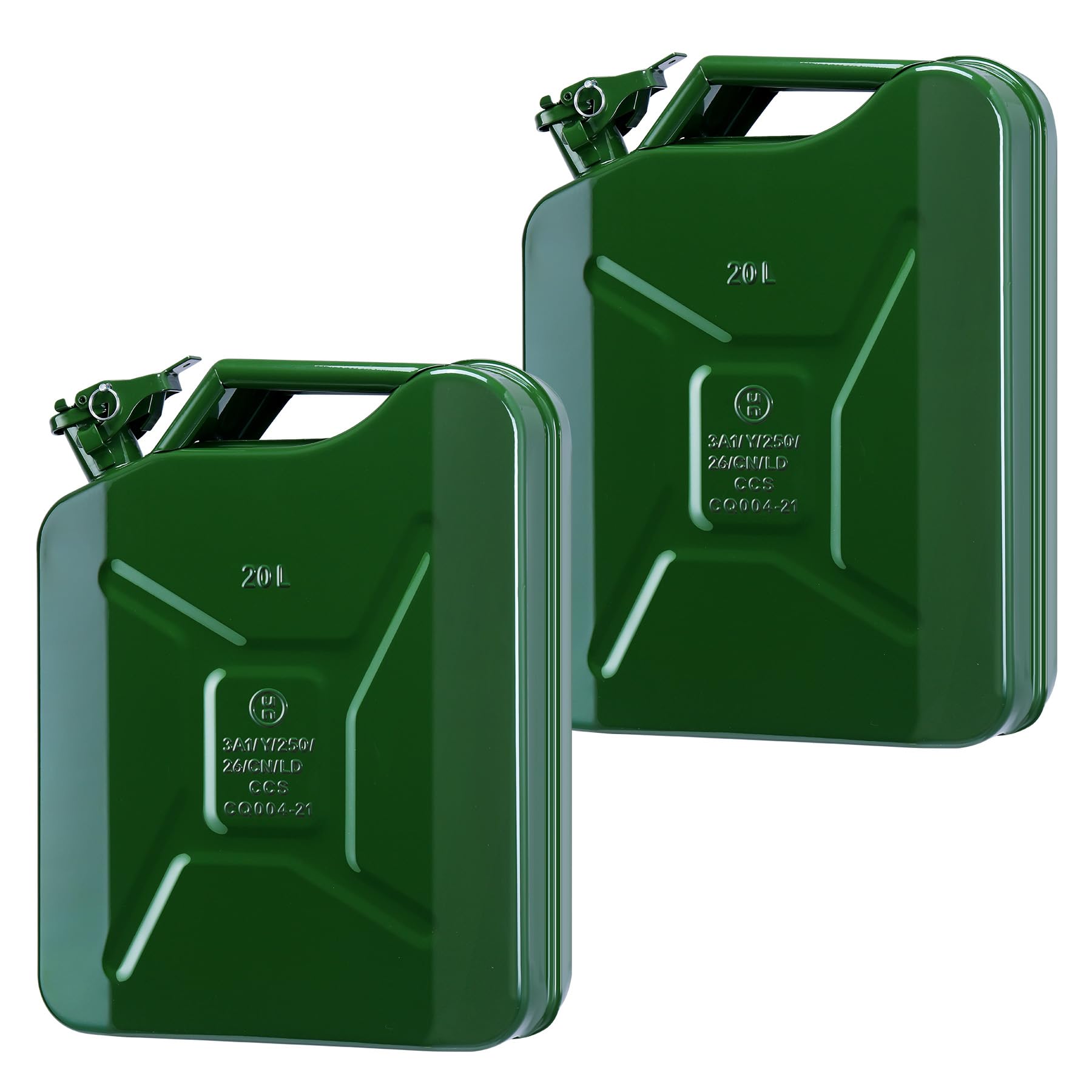 Garvee Metal Gas Can - 20L (5.3 Gallon) Jerry Can Style, Leak-Proof, Heavy-Duty Cold-Rolled Steel, Rust-Proof and Portable for Vehicles, Farms, and Overlanding, Green