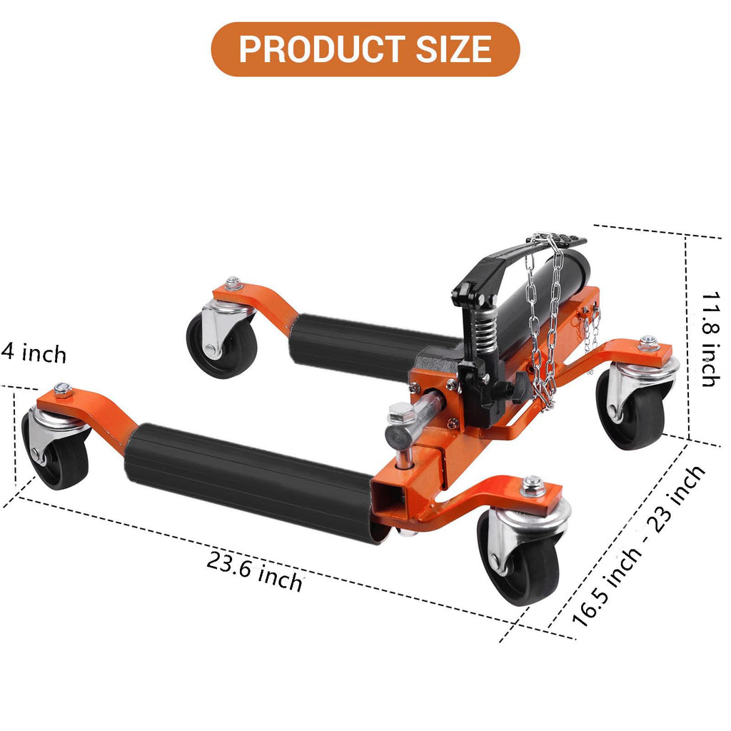 Garvee Hydraulic Car Wheel Dolly Set – 1500 lbs Capacity – Vehicle Positioning Jack – Heavy Duty for Trucks, RVs, Trailers – 2-Piece, Orange, Top-Mounted Cylinder