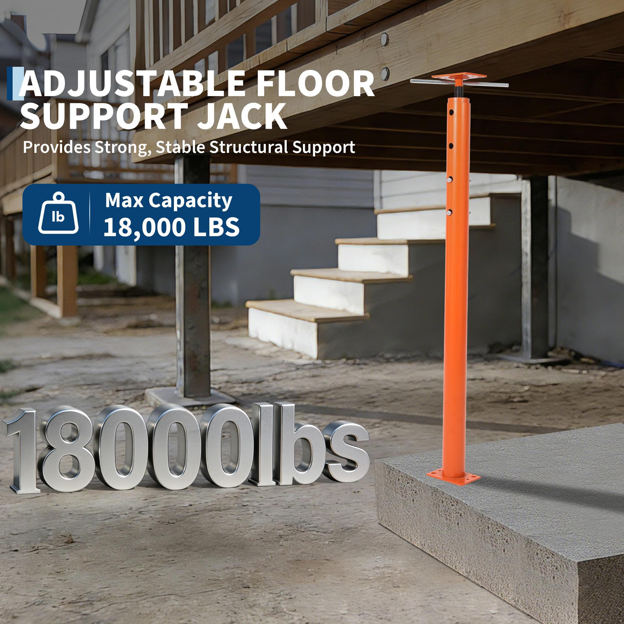 Garvee 2 PACK House Floor Jack for Leveling, 56"-100" Height Range, 18000 LBS Lifting Joist Beam Basement Jacks, Adjustable Jack Post, House Jacks for Lifting
