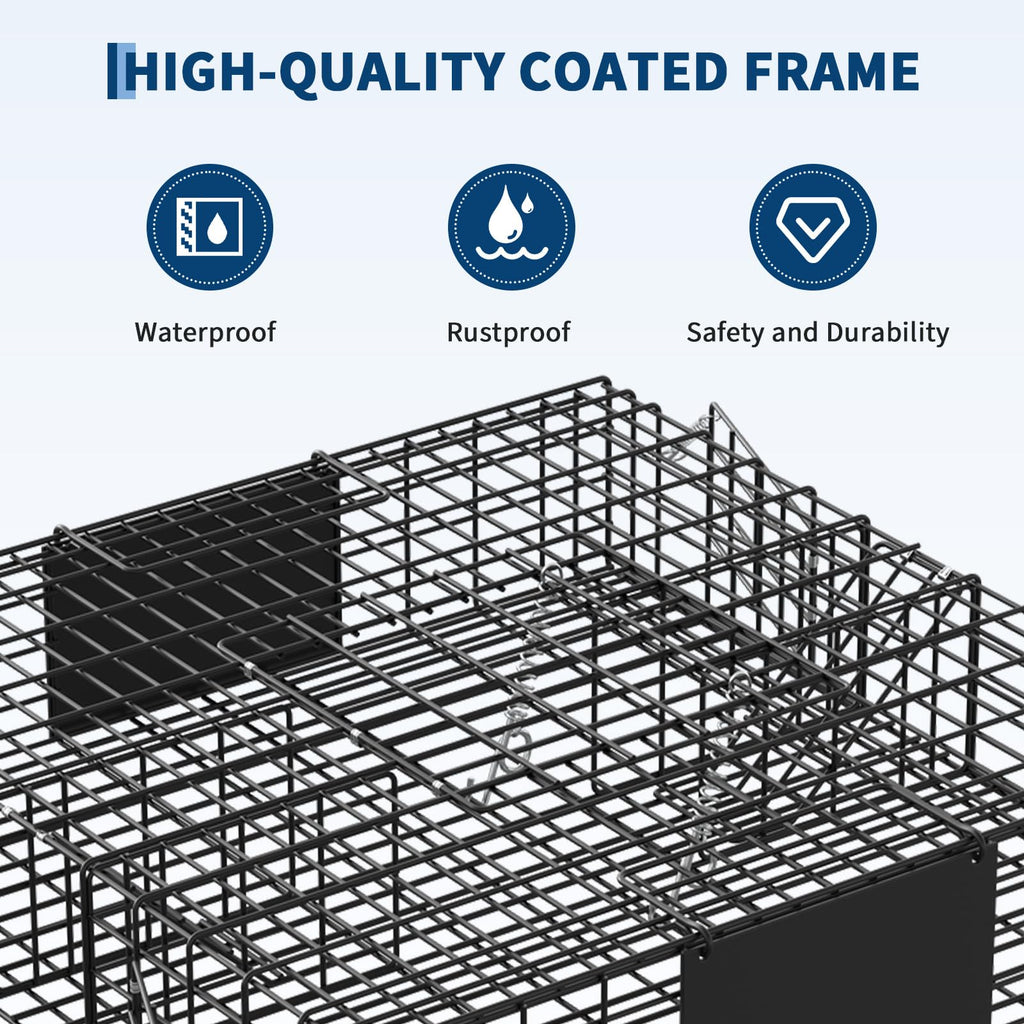 Garvee Humane 2-Door Live Animal Trap Cage – Sturdy Steel, Easy Catch & Release – For Squirrels, Chipmunks, Rabbits & Small Pests – Indoor/Outdoor Use – Carry Handle – Square: 24x24x5 in / 61x61x13 cm