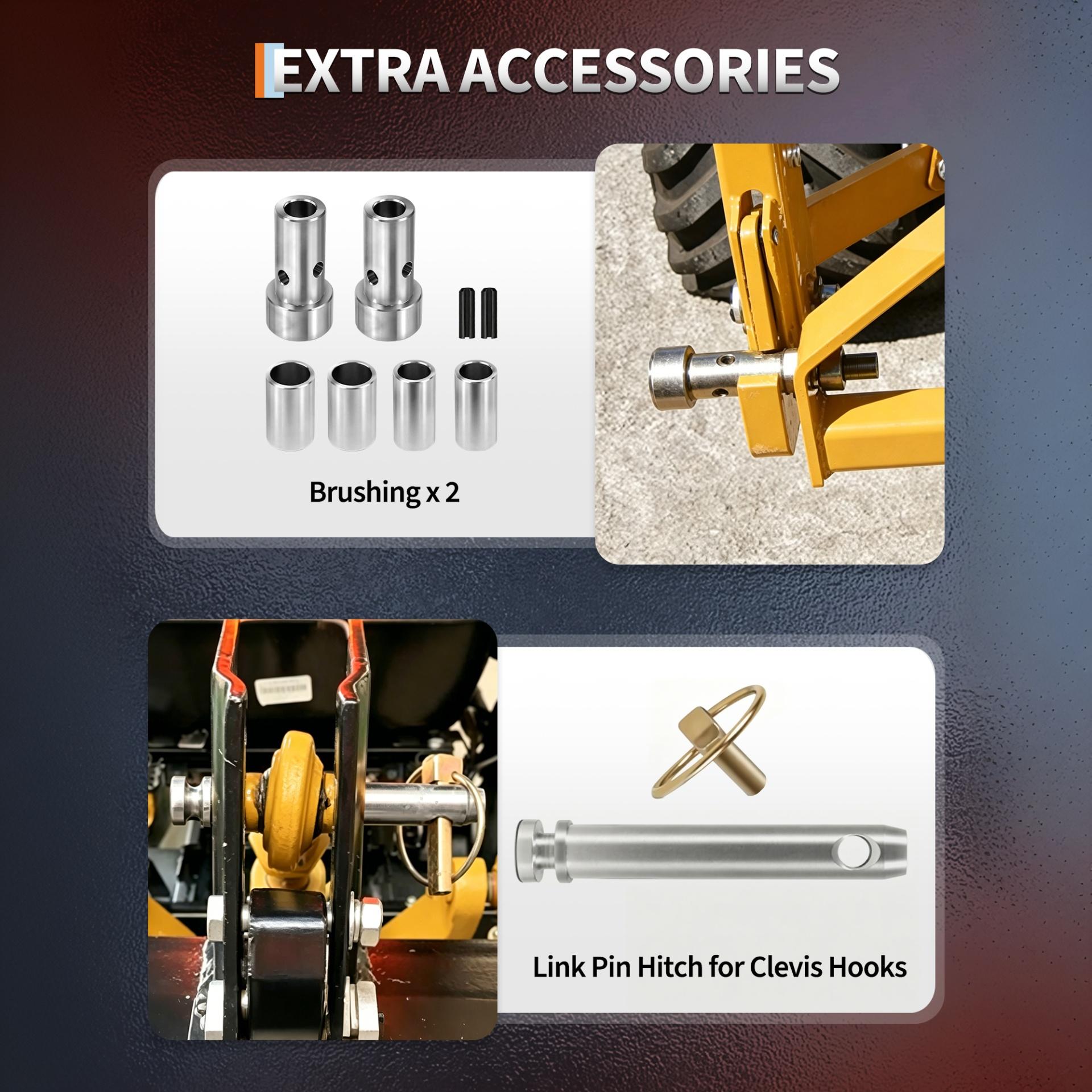 Garvee Heavy Duty 4000lbs 3-Point Quick Hitch for Category 2 Tractors - 5-Level Adjustable Bolt - Compatible with Cat 2 Implements - Agricultural Equipment Adapter - Yellow