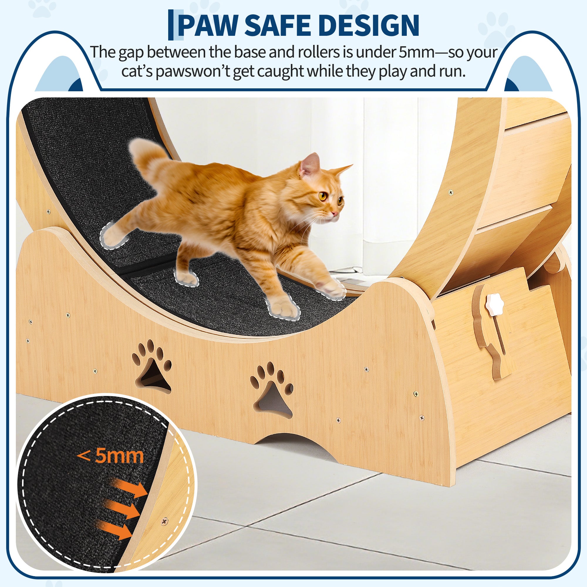 Garvee Large Wooden Cat Exercise Wheel Treadmill, 39" Indoor Running Wheel with Detachable Carpeted Track – Ideal for Cat Fitness, Training, Weight Loss