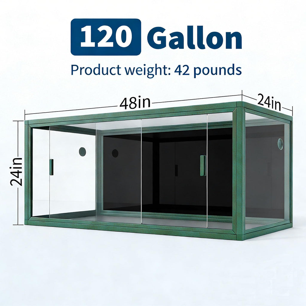 Garvee 120 Gallon Reptile Terrarium 48"x24"x24", Large Bearded Dragon Tank with Sliding Glass Doors, Heavy-Duty Screen Top Ventilation, Anti-Escape Enclosure for Lizards & Snakes, Green