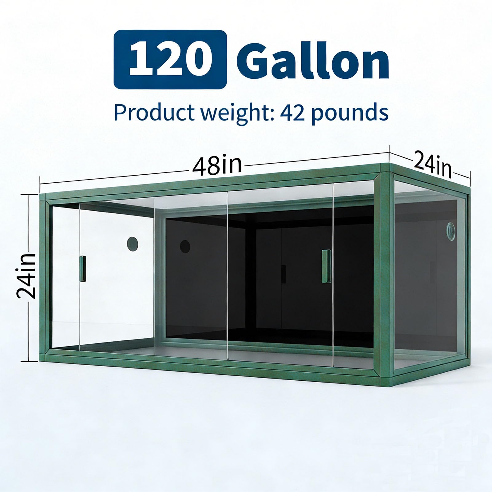 Garvee 120 Gallon Reptile Terrarium 48"x24"x24", Large Bearded Dragon Tank with Sliding Glass Doors, Heavy-Duty Screen Top Ventilation, Anti-Escape Enclosure for Lizards & Snakes, Green