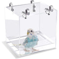 Garvee Small Transparent Acrylic Hanging Bird Bath Box – Leak-Proof Water Tub with Hook – Bird Cage Accessory for Parakeet, Cockatiel, Parrot – Small Size