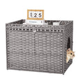 Garvee Handwoven Rattan Cat Litter Box Cabinet – Large Covered Enclosure with Removable Mat and Fence – Stylish Hidden Litter Furniture for Living Room or Apartment, Easy Assembly – Grey