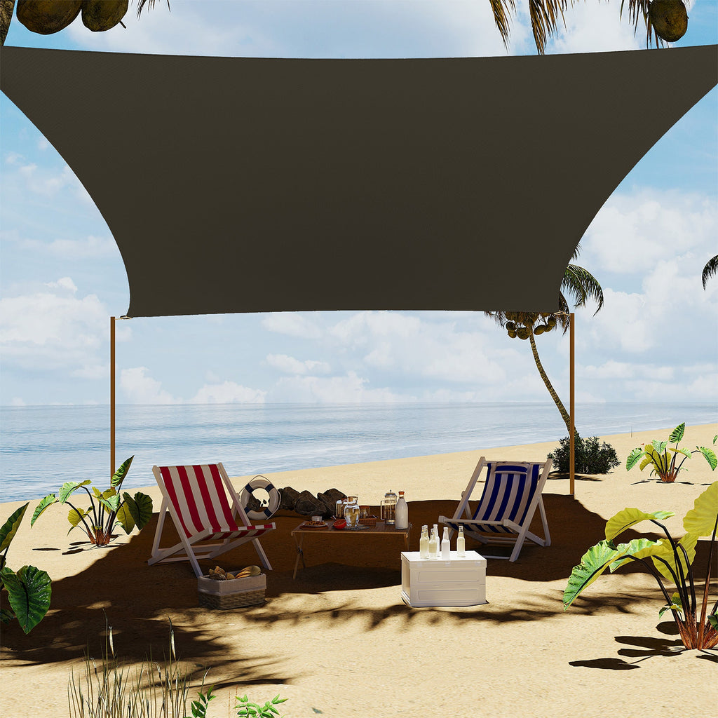 Garvee Sun Shade Sail 10' x 13' Rectangle Charcoal UV Block Sunshade for Backyard Yard Deck Patio Garden Outdoor Activities and Facility