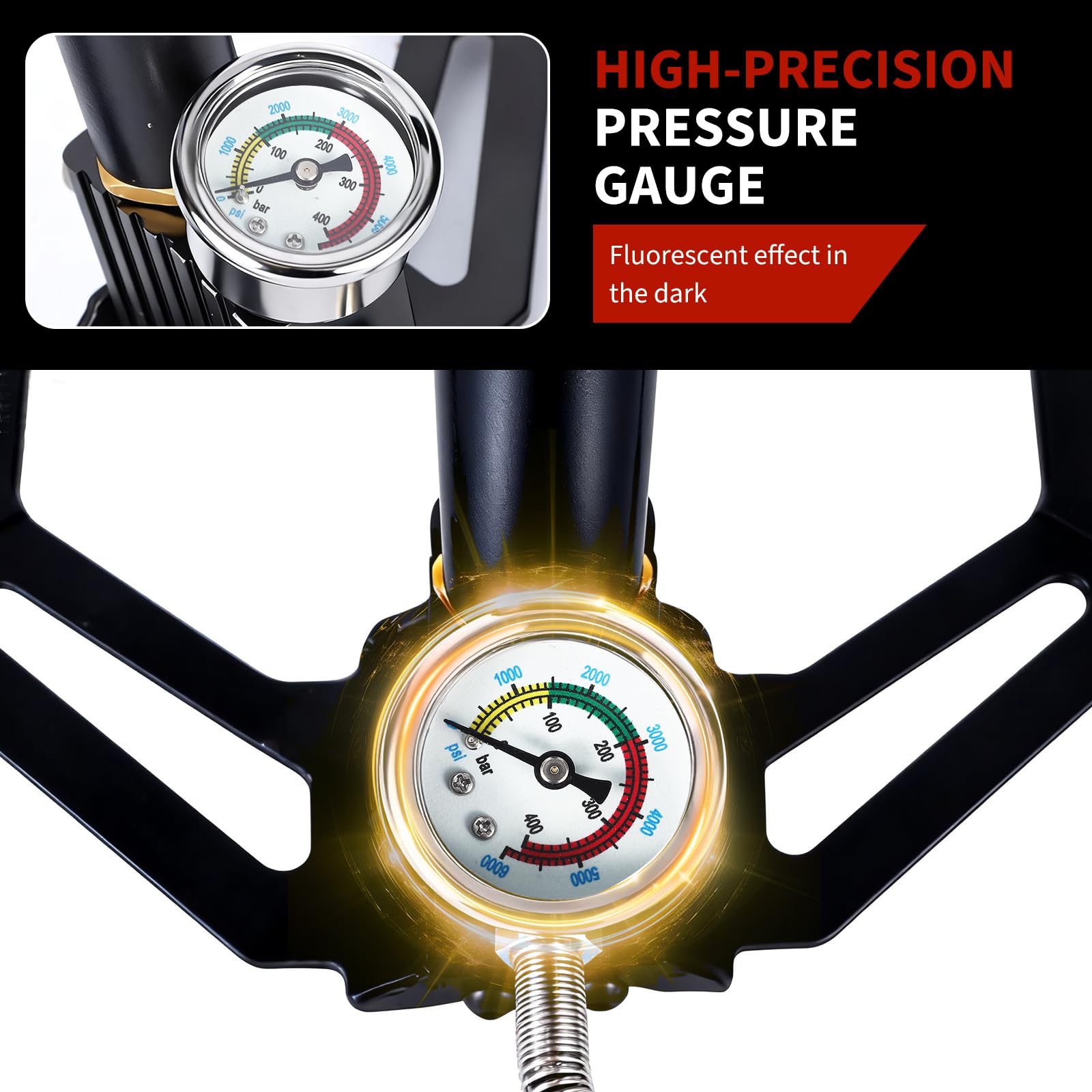 Garvee High Pressure 4-Stage PCP Hand Pump for Air Rifles & Tires – 30MPa/4500PSI Manual Air Compressor – Oil-Water Filter, Ideal for Paintball, HPA Tanks, Tire Inflation – Auto Tool