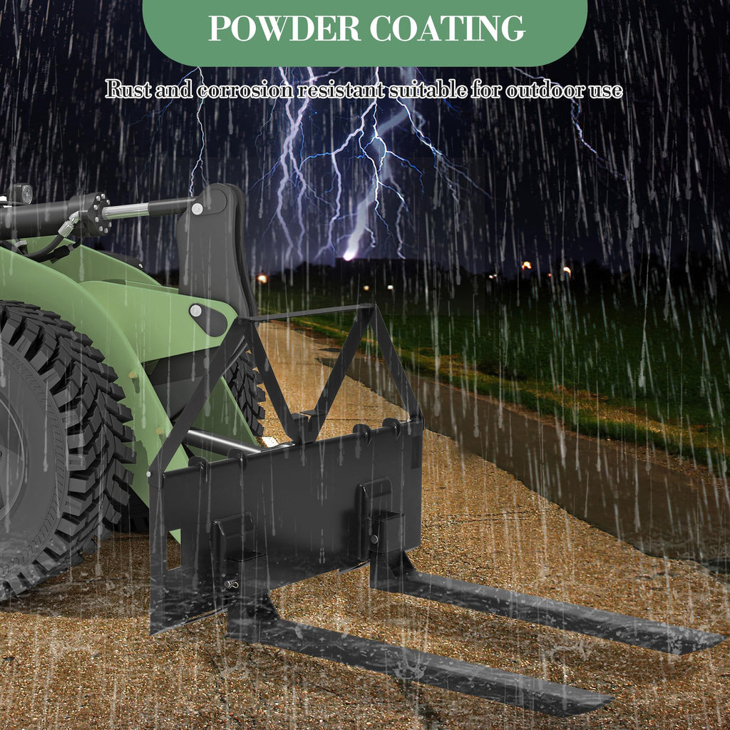 Garvee 3200lbs Heavy Duty 46" Tractor & Skid Steer Pallet Forks – Quick Attach Loader Fork Attachment – Global Frame for Farming, Landscaping, Construction – 2 Pack, Black | Comes in two packs