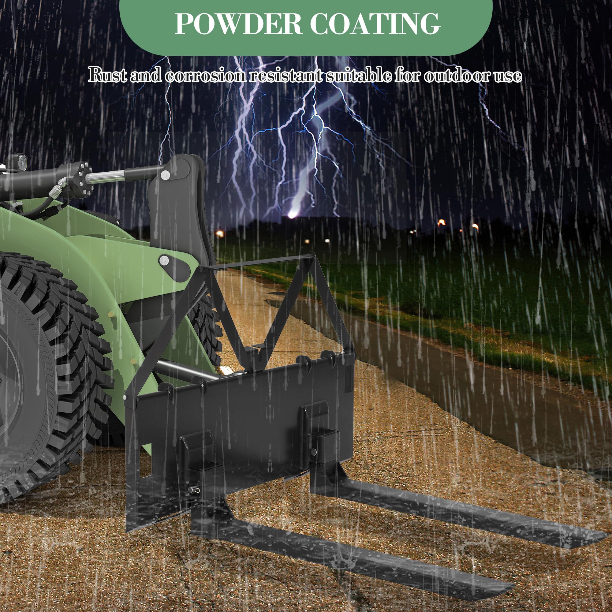 Garvee 3200lbs Heavy Duty 46" Tractor & Skid Steer Pallet Forks – Quick Attach Loader Fork Attachment – Global Frame for Farming, Landscaping, Construction – 2 Pack, Black | Comes in two packs