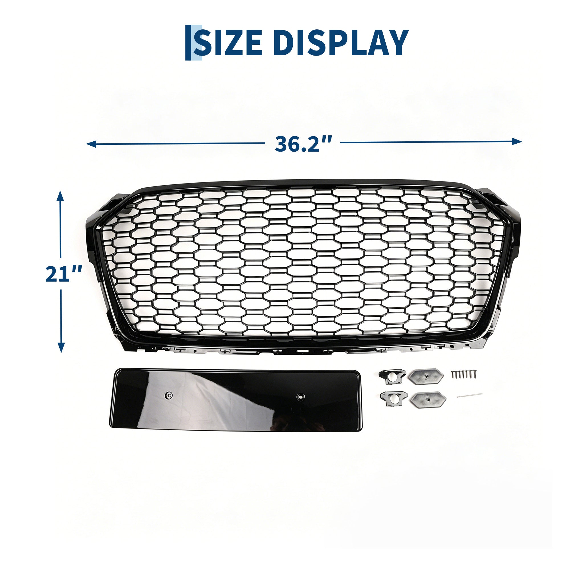 Garvee Sport Style Honeycomb Front Grille for Audi A5 2017-2019 – Gloss Black ABS – Direct Fit Without Emblem – Aggressive Look – Fits European Version – Color: Gloss Black