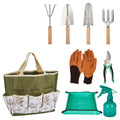 Garvee 10-Piece Garden Tool Set, Heavy Duty Stainless Steel Hand Tools with Wooden Handles, Includes Pruning Shears, Gloves, Tote Bag & Repotting Mat – Gardening Kit for Planting, Weeding & Gift Use