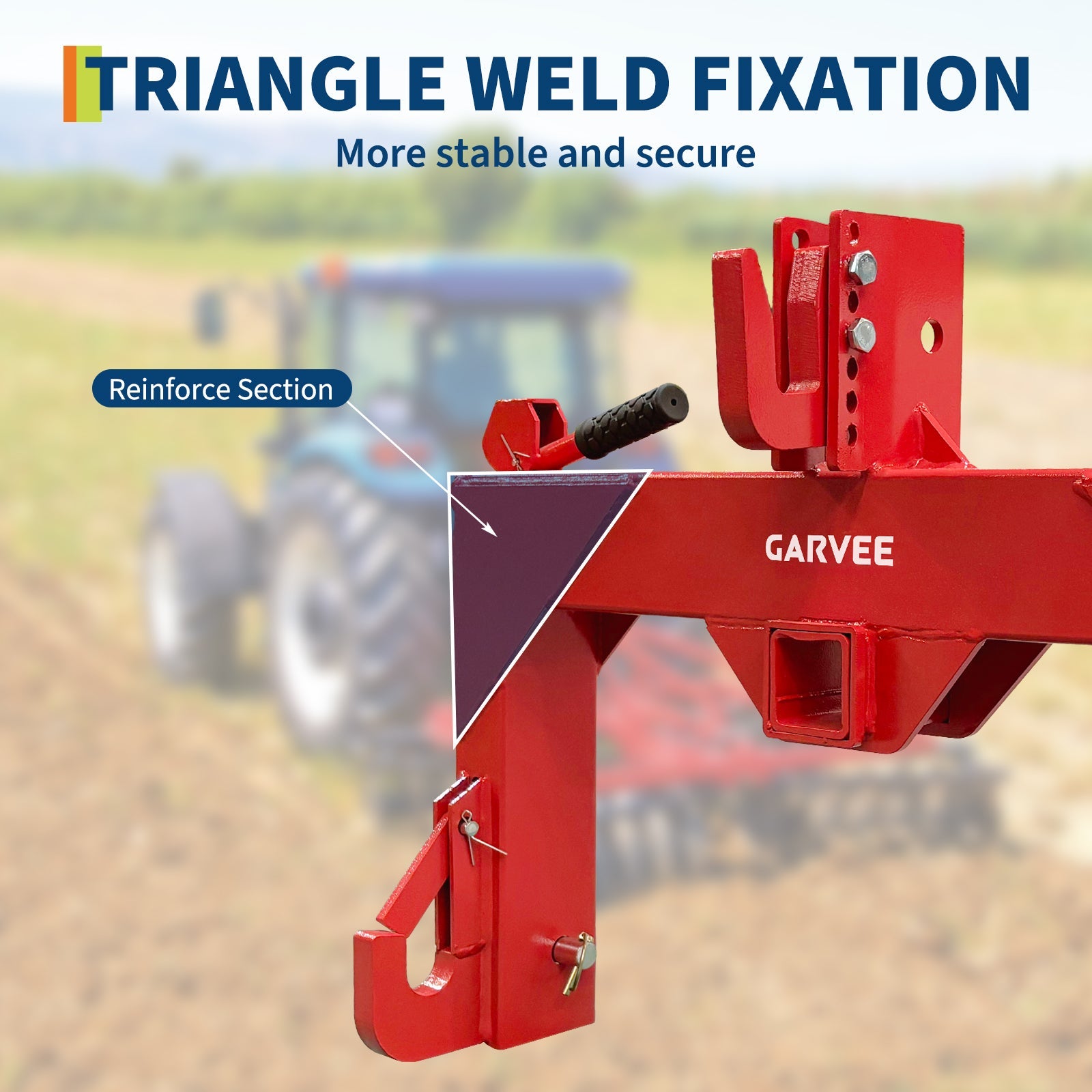 Garvee Heavy Duty 3-Point Quick Hitch Tool Set for Category 1 Tractors - Upgraded Versatile Adapter, 2" Receiver, 5-Level Adjustable Bolt, 3000 lbs Capacity, Trailer Hitch Attachment - Red