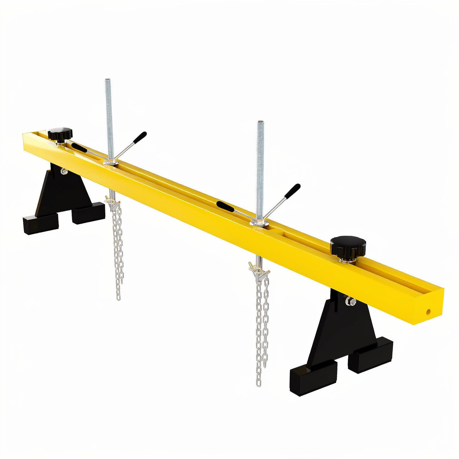 Garvee Engine Support Bar, 1100LBS Transverse Hoist - Dual Hooks & 2-Point Lift Holder for Garage & Auto Repair - Includes 1.5m Load Tone Controller, a Pair of Gloves, Yellow