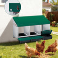 Garvee 3-Compartment Galvanized Steel Chicken Nesting Box – Roll-Away Tray & Support Stand, Green