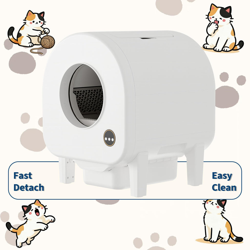 Garvee Self-Cleaning Cat Litter Box, Automatic Smart Pet Litter Box, Large Capacity for Multiple Cats, WiFi-Enabled App Control with Safety Sensors w/Garage Bags