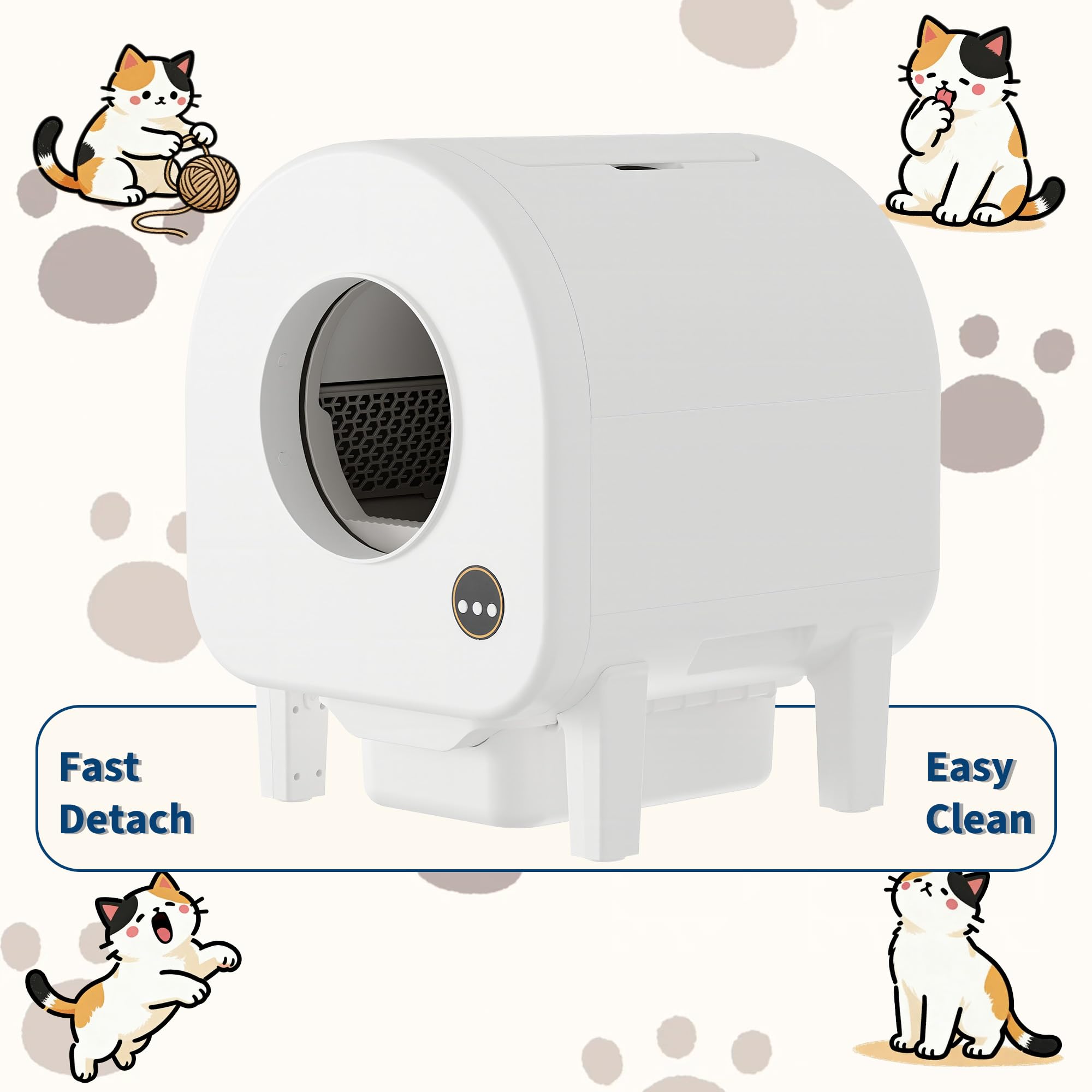Garvee Self-Cleaning Cat Litter Box, Automatic Smart Pet Litter Box, Large Capacity for Multiple Cats, WiFi-Enabled App Control with Safety Sensors w/Garage Bags