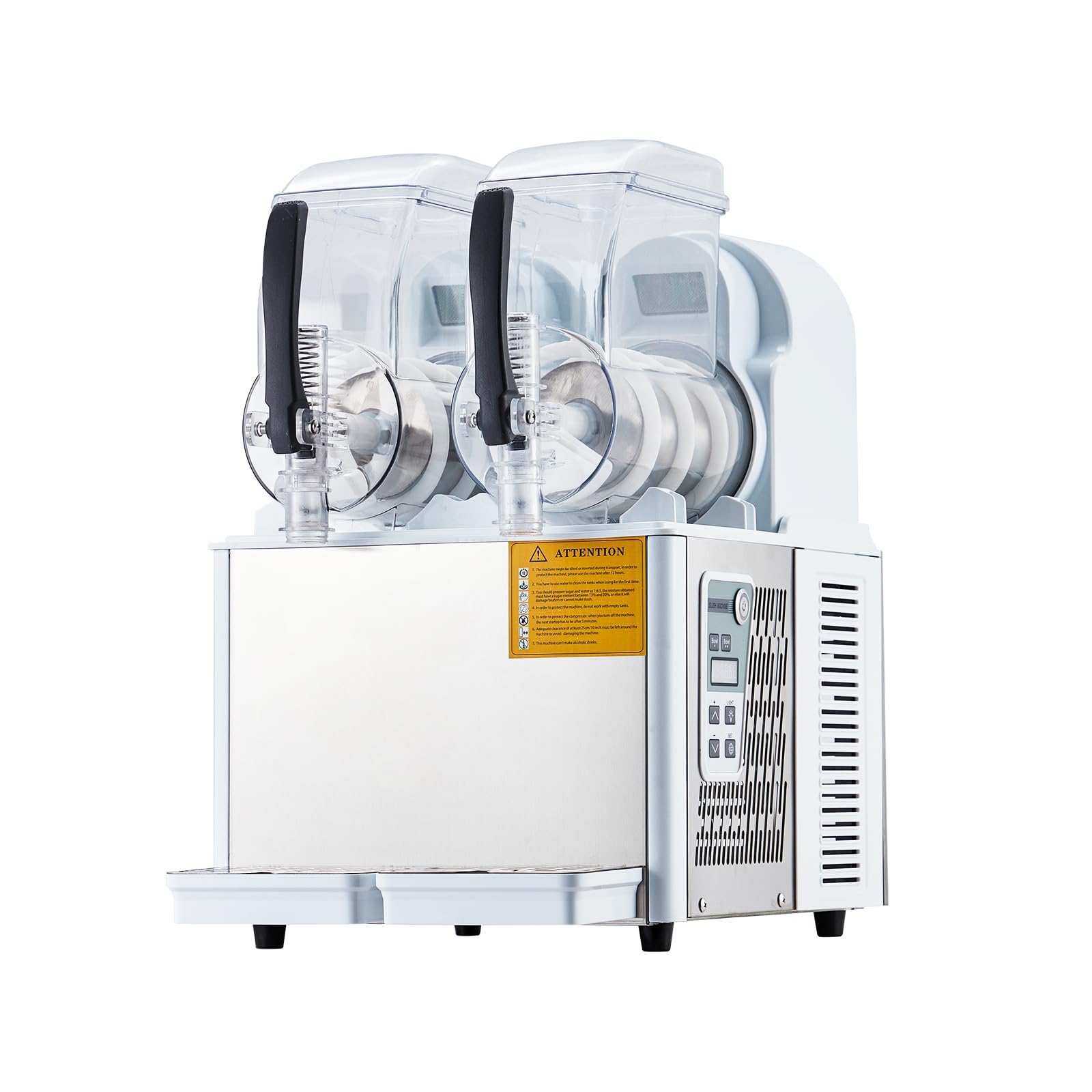 Garvee Commercial Slushie Machine - 4L*2 Capacity, Triple-Tank Options, Stainless Steel, Self-Cleaning, High-Speed Mixing - Ideal for Cocktails, Frozen Drinks, Coffee, Bars, Restaurants, Home,White