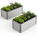 Garvee 2 Pack Tall 4 x 2 Ft Galvanized Steel Raised Garden Bed, Outdoor Above Ground Planter Box for Vegetables and Flowers, Metal Raised Bed for Gardening