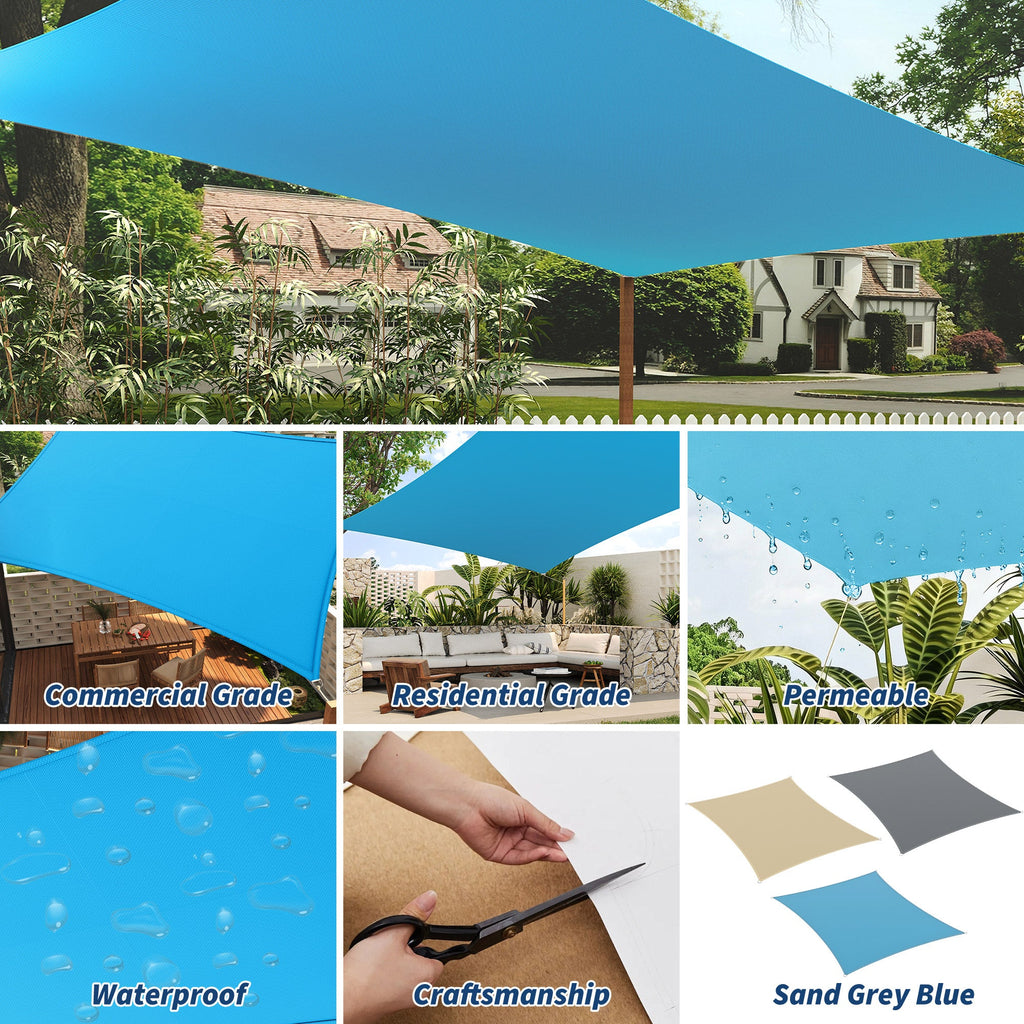Garvee Sun Shade Sail 10' x 13' Rectangle Charcoal UV Block Sunshade for Backyard Yard Deck Patio Garden Outdoor Activities and Facility