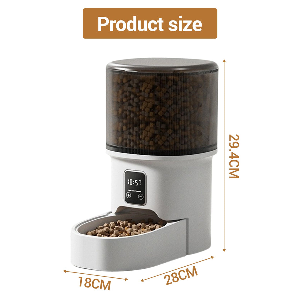 Garvee Automatic Dog & Cat Feeder 4L, Programmable Up to 6 Timed Meals, Portion Control, Dual Power, Stainless Steel Bowl, Easy to Clean, Dampness-Proof, Smart Food Dispenser, Black