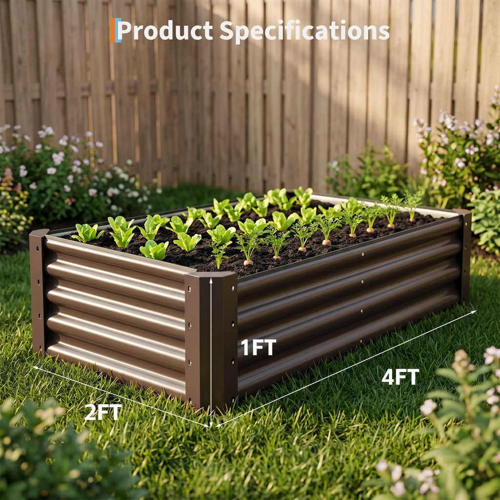Garvee 2 Pack Tall 4 x 2 Ft Galvanized Steel Raised Garden Bed, Outdoor Above Ground Planter Box for Vegetables and Flowers, Metal Raised Bed for Gardening