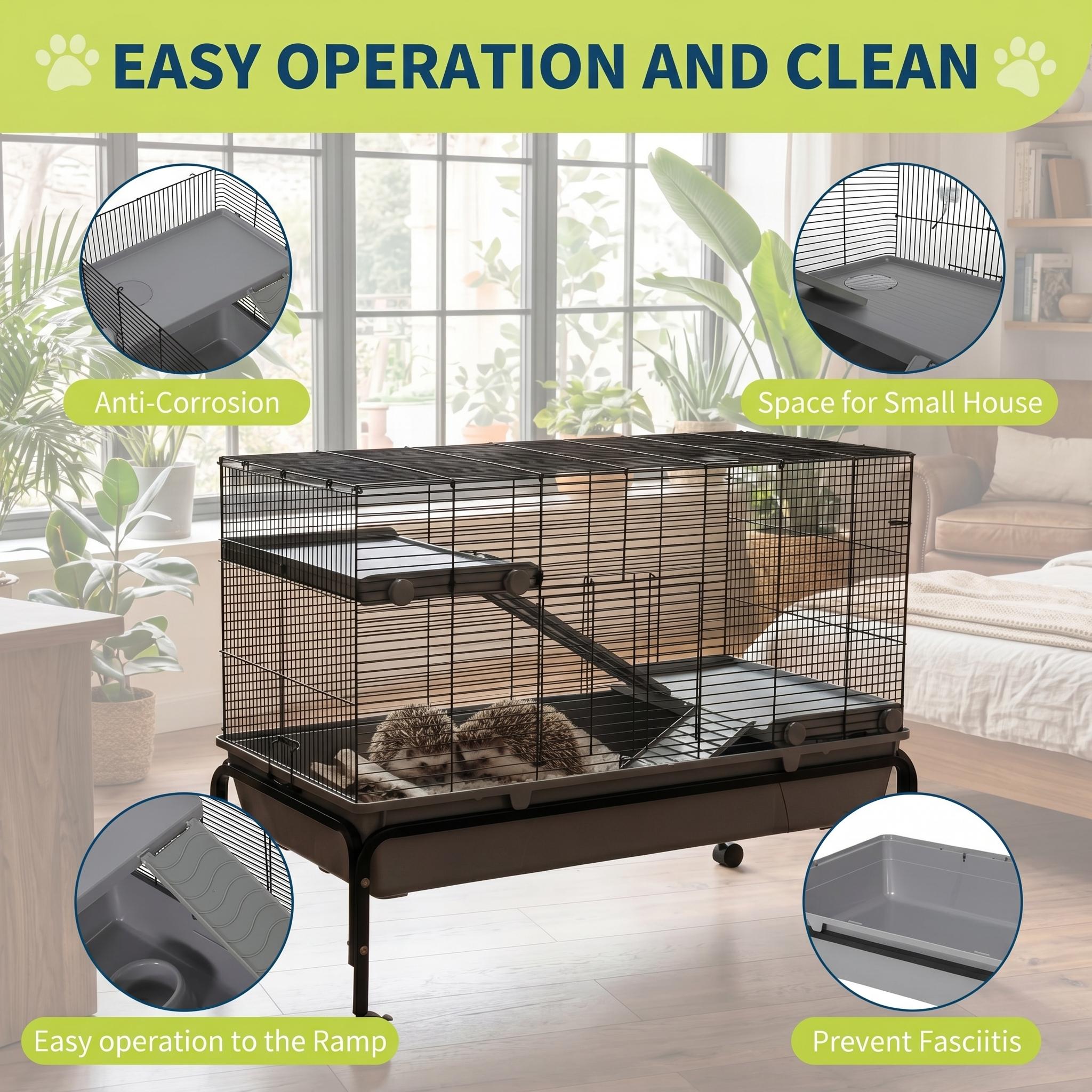 Garvee Flight Cages for Parakeets Small Birds Budgies Finches Canaries Lovebirds Sun Conures Parrots Bird Cage w/Rolling Stand, Black