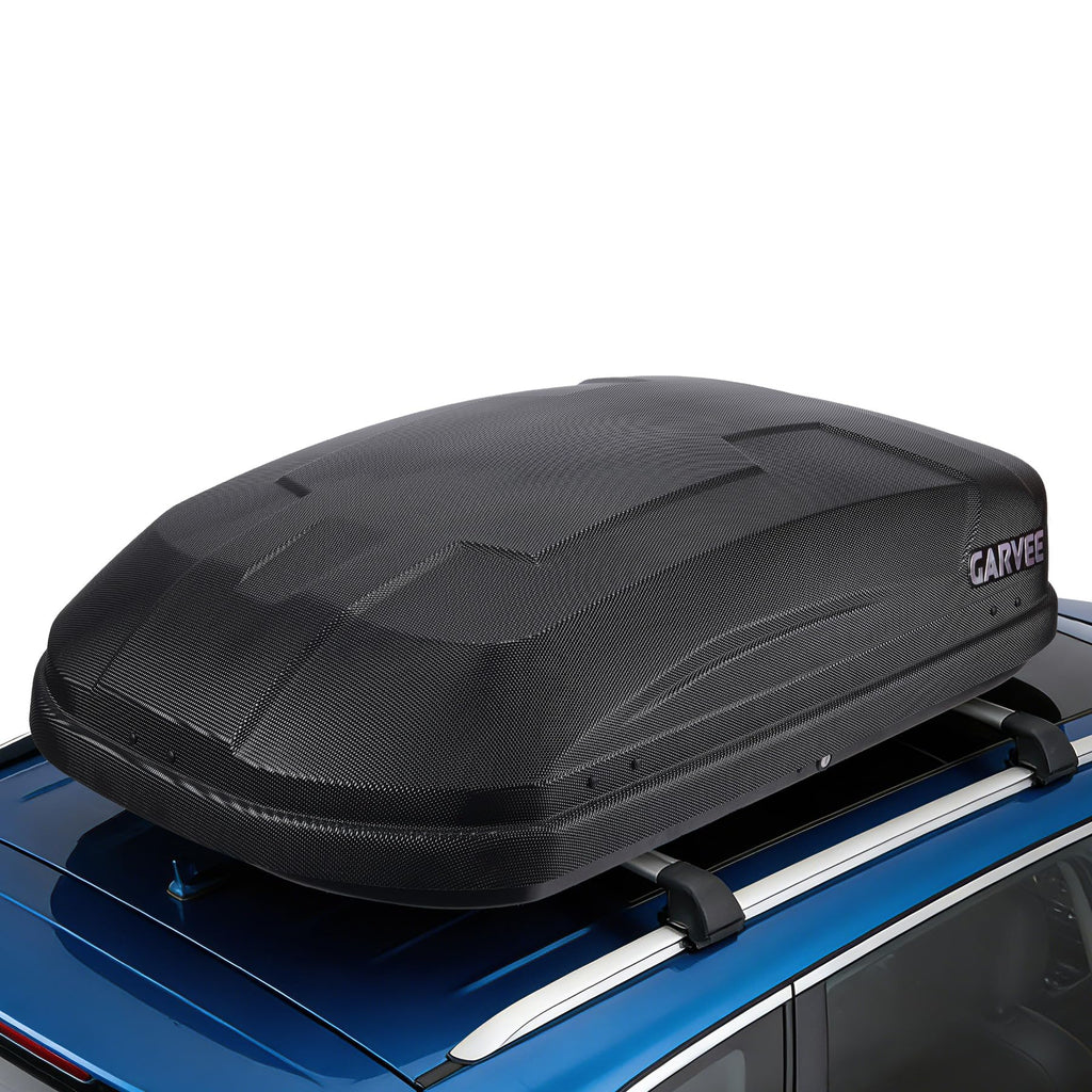 Garvee 12 Cubic Rooftop Cargo Box Carrier, Dual-Side Opening Hard-Shell Roof Mount with 135 lbs Capacity, Secure Straps & Keys for Travel Luggage Storage, Black