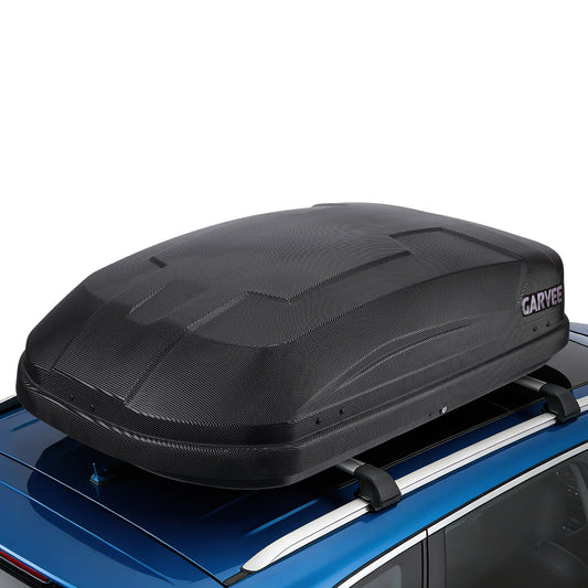 Garvee 12 Cubic Rooftop Cargo Box Carrier, Dual-Side Opening Hard-Shell Roof Mount with 135 lbs Capacity, Secure Straps & Keys for Travel Luggage Storage, Black