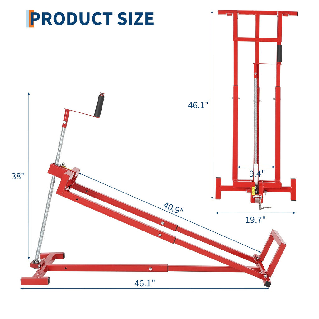 Garvee Lawn Mower Lift Jack, 880 Lbs Capacity Telescopic Maintenance Jack for Riding Lawn Mowers, Foldable Lifting Platform with Crank & Power Tool Handle