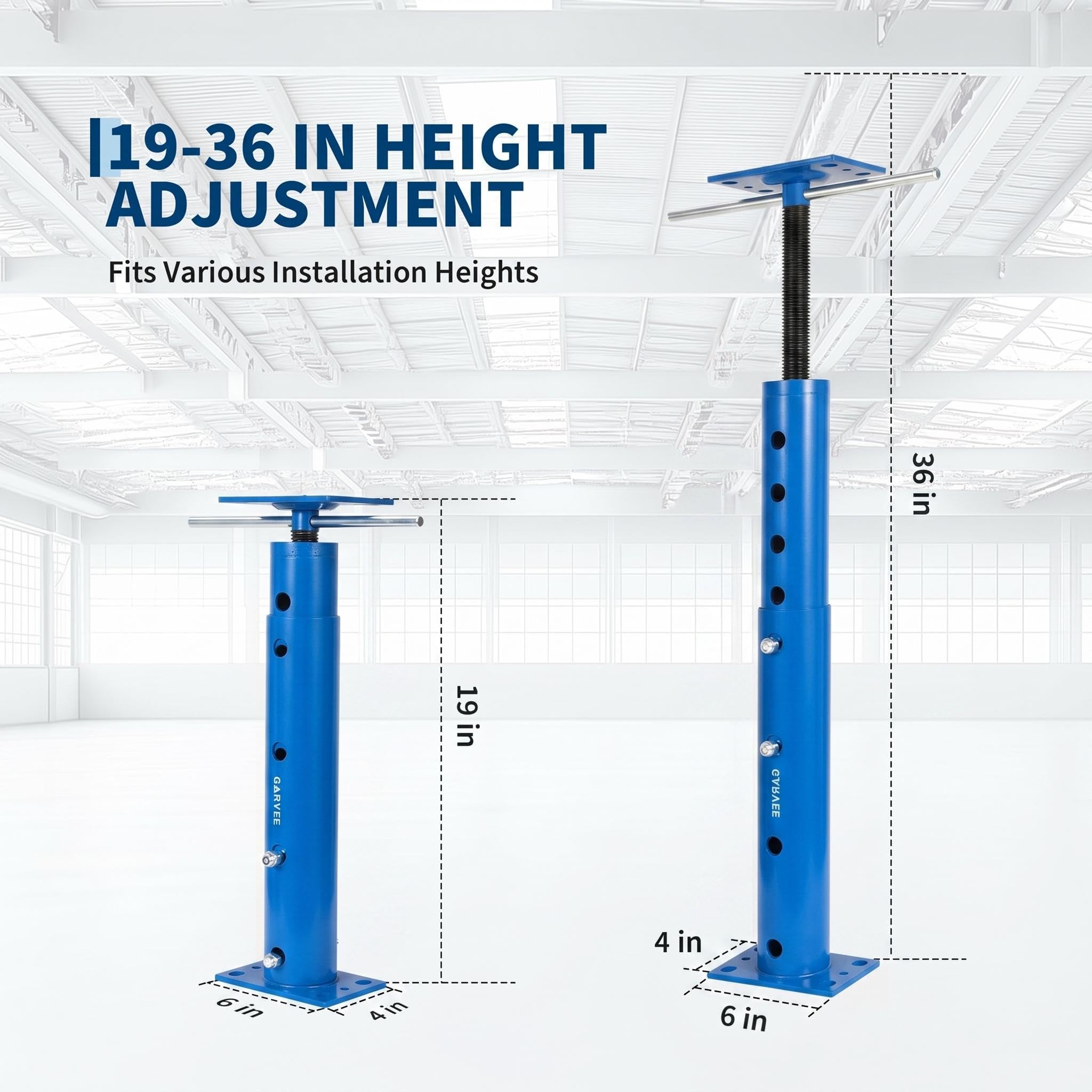 Garvee Heavy Duty Adjustable House Floor Jack Posts, 2 Pack – 18,000 lbs Capacity – 19-36in Telescopic Support – For Basement Leveling, Lifting & Permanent Construction – Joist Beam Jacks – Blue, 19-36in