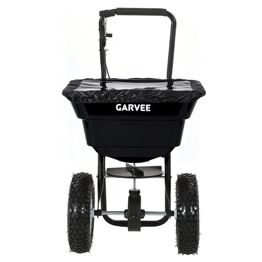 Garvee 80 lb Push Broadcast Spreader, Walk-Behind Lawn & Garden Spreader with 29 L Hopper, 0–12 ft Coverage, 13" All-Terrain Wheels & 20-Level Flow Control for Seed, Fertilizer, Salt & Ice Melt, Black
