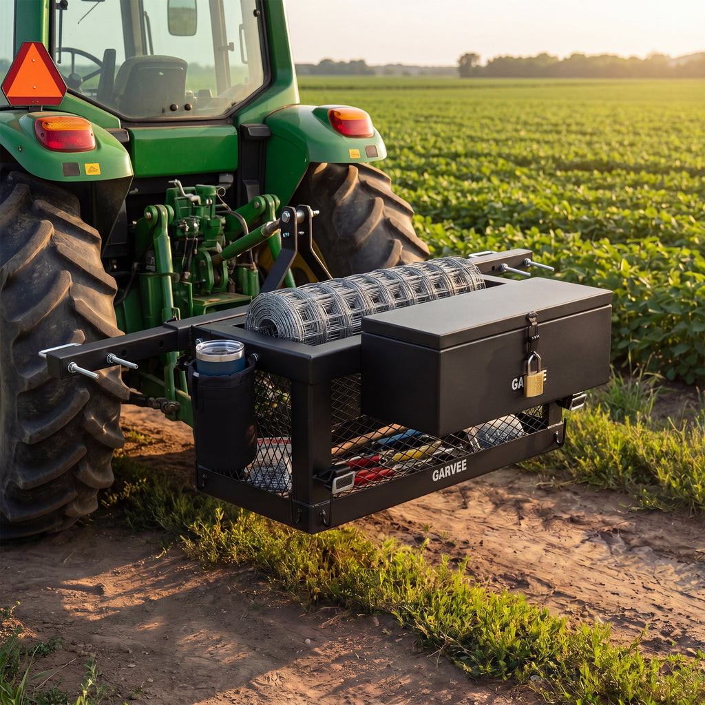 Garvee Universal Tractor ROPS Storage Tray | Heavy Duty Steel Organizer for Mowers