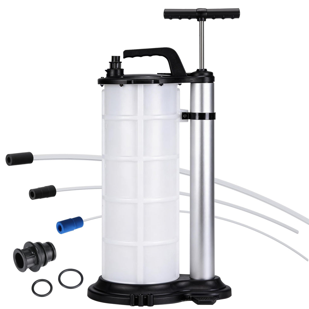 Garvee 9L Manual Oil Extractor Pump, Easy Fluid Transfer Tool with 3.2FT Hose & 3 Tube Sizes (3.8mm/6.1mm/9.8mm) for Quick Oil Changes in Cars & Lawn Mowers