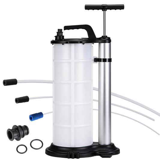 Garvee 9L Manual Oil Extractor Pump, Easy Fluid Transfer Tool with 3.2FT Hose & 3 Tube Sizes (3.8mm/6.1mm/9.8mm) for Quick Oil Changes in Cars & Lawn Mowers