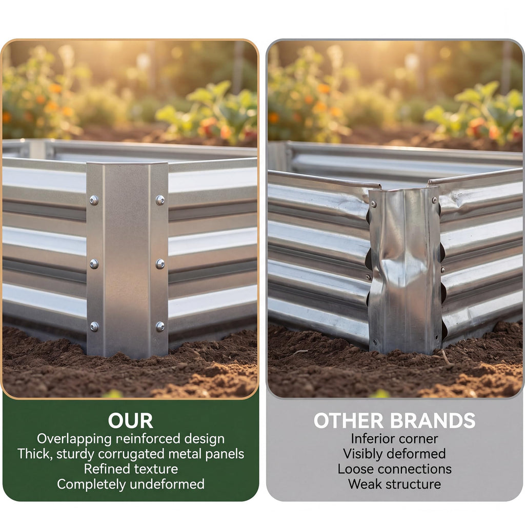 Garvee 2 Pack Tall 6 x 3 Ft Galvanized Steel Raised Garden Bed, Outdoor Above Ground Planter Box for Vegetables and Flowers, Metal Raised Bed for Gardening