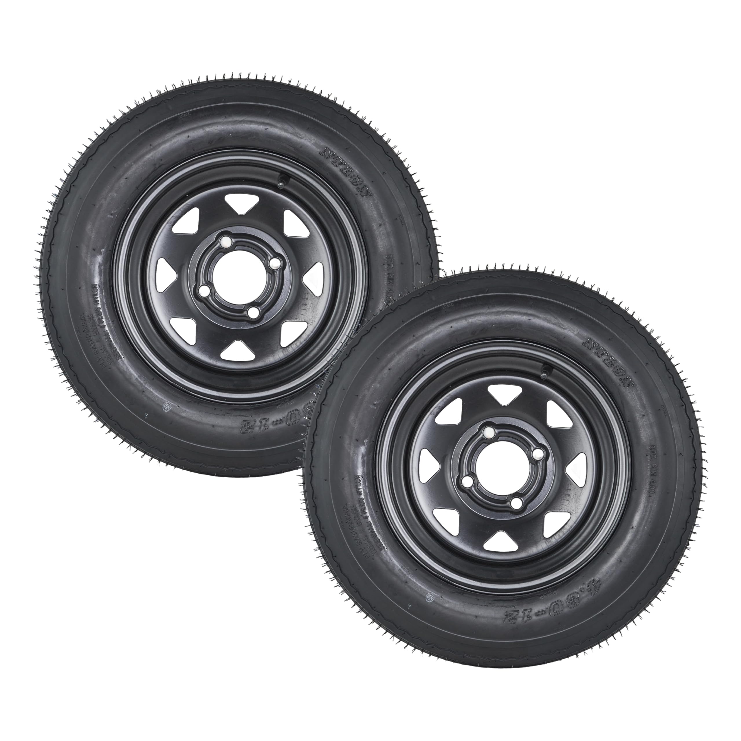 Garvee 4.80-12 Trailer Tires with 8 in White Rims,  4.80x12 480-12 4.8-12, Load Range C, 6PR, 4 Lug 4 in Bolt, Bias-Ply Nylon, All-Season, Utility & Cargo Trailers