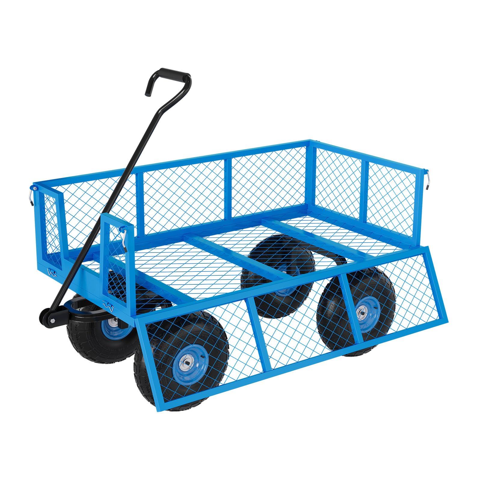 Garvee Steel Garden Cart for Yard and Gardening, 500 lbs Capacity with 10-Inch Pneumatic Tires, Removable Mesh Sides and Flexible Handle, Blue