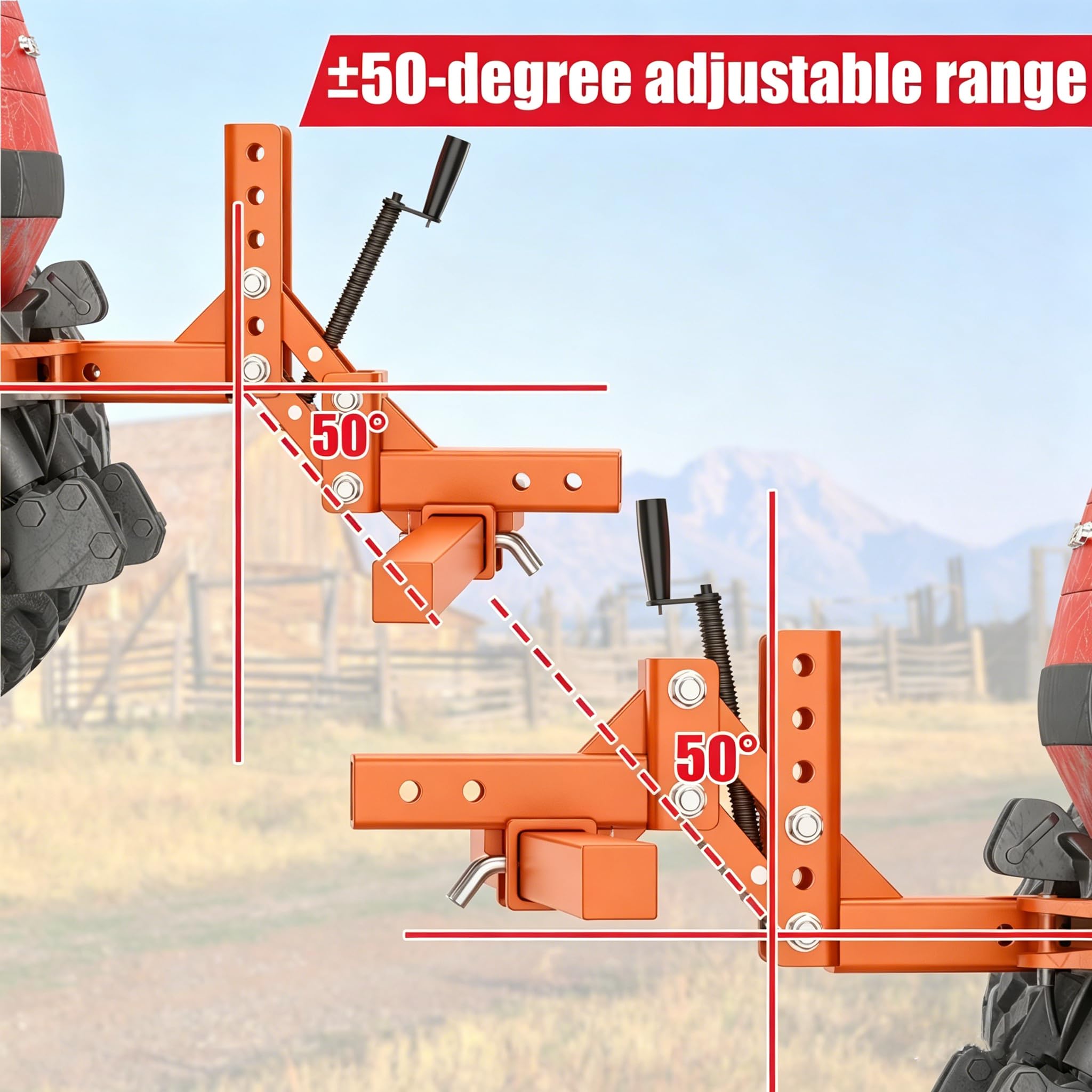 Garvee 50" Manual Implement Lift, 1-Point ATV UTV Lift System with 2" Receiver and Orange Handle