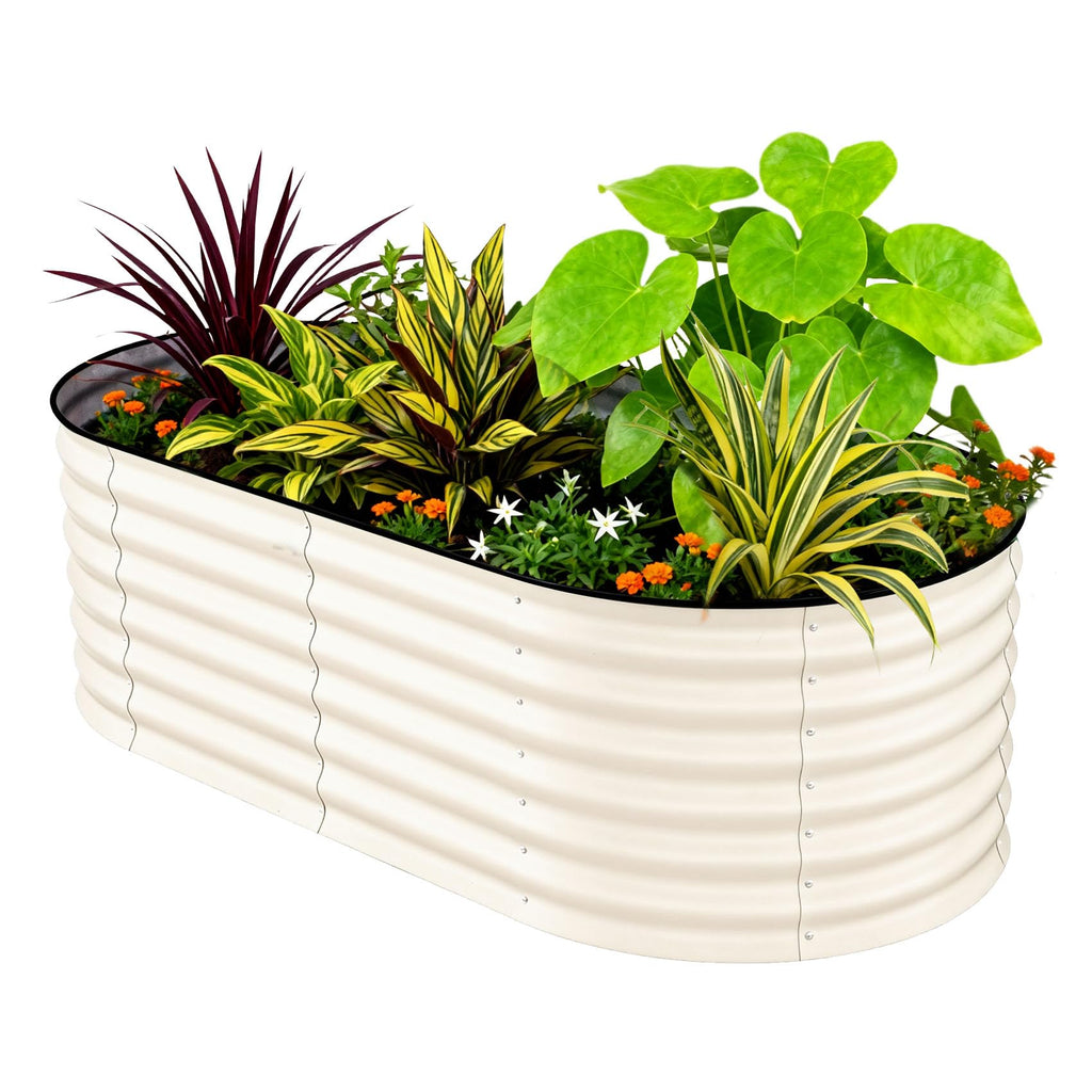 Garvee 6' X 3' X 2' Galvanized Raised Garden Bed Rust-Resistant Metal Planter Box 24" Tall Easy Assembly Beige Outdoor Gardening