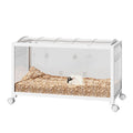 Garvee Large Hamster Cage, 3-Tier Gerbil Cages with Running Wheel, Water Bottle, Food Bowl, Ramps, Portable Hamster House with 7" Deep Glass Bottom for Syrian, Hamster, Gerbils (White)