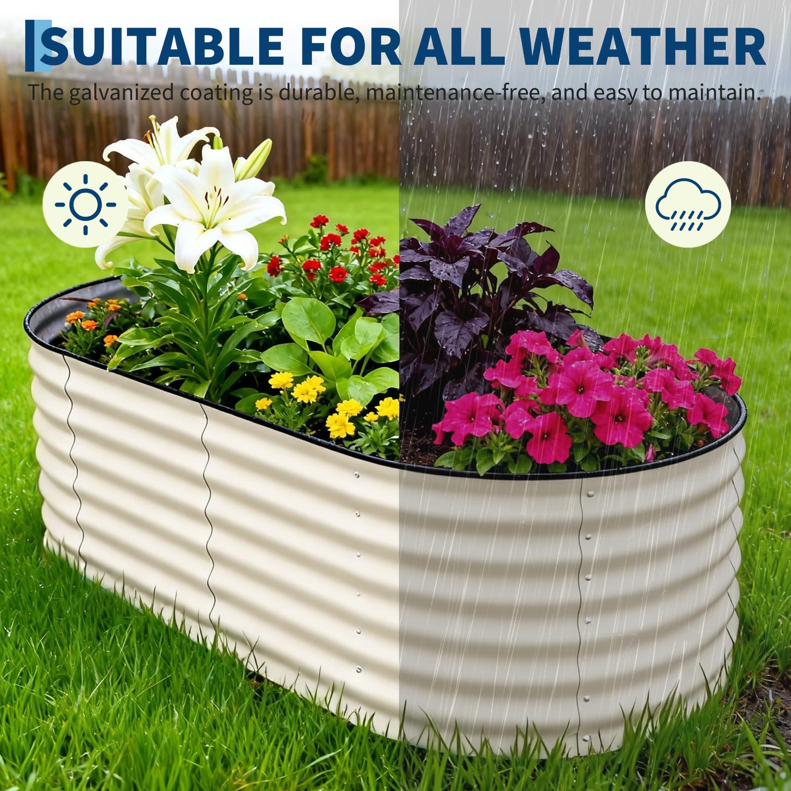 Garvee 2 Pack 6' X 3' X 2' Rust-Resistant Galvanized Raised Garden Beds – Tall Metal Planter Boxes, Durable, Safe Edge, Easy Assembly, for Vegetables, Flowers & Herbs – Beige, Upgraded with Anti-Cut Strips