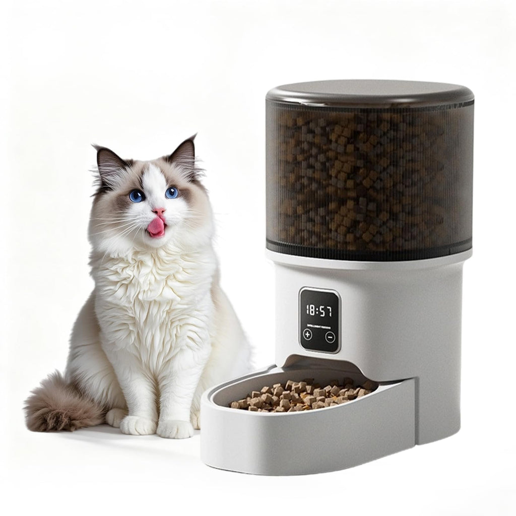 Garvee Automatic Dog & Cat Feeder 4L, Programmable Up to 6 Timed Meals, Portion Control, Dual Power, Stainless Steel Bowl, Easy to Clean, Dampness-Proof, Smart Food Dispenser, Black