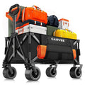 Garvee Heavy Duty Collapsible Garden Wagon Cart, 280L Large Folding Utility Wagon with 460 lb Capacity, All-Terrain Wheels, Side Pockets, Cup Holders & Storage Cover, Black